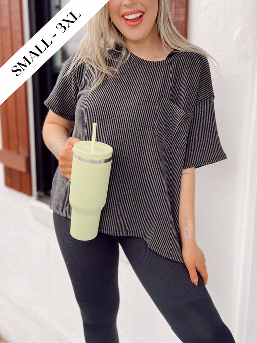 Brandy Basic Top in Charcoal