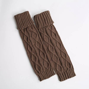 Twisted Knit Leg Warmers - Khaki