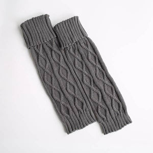 Twisted Knit Leg Warmers - Gray