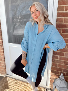 Something Special Longline Button Up | Chambray