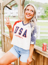 Load image into Gallery viewer, USA Raglan Tee