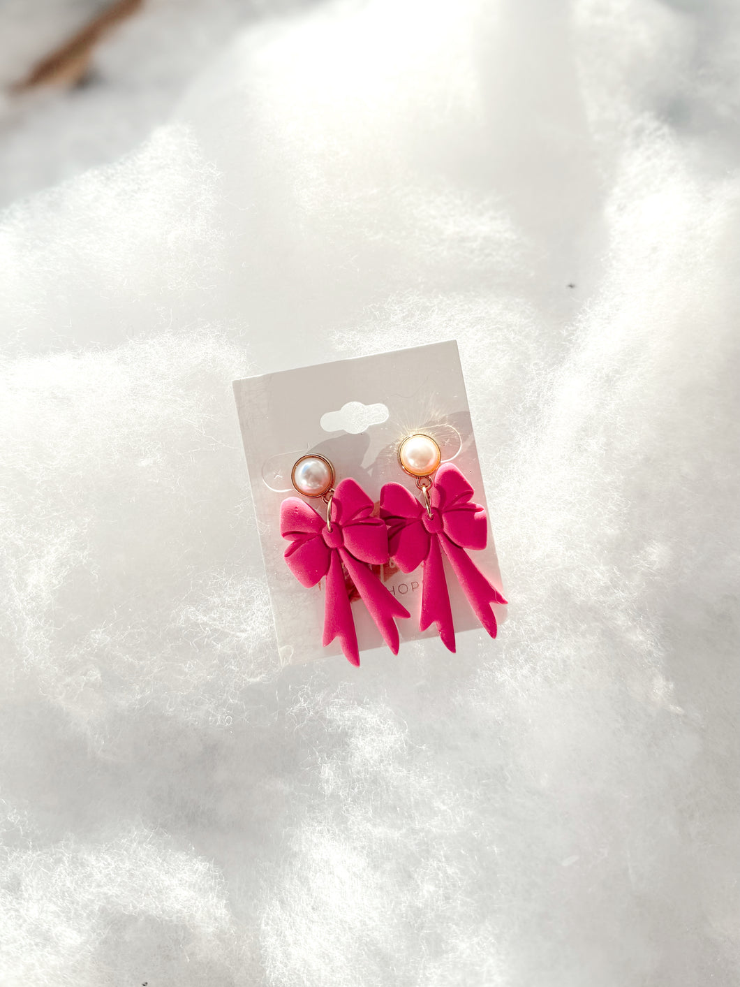 Pearls & Bows Clay Earring | Pink