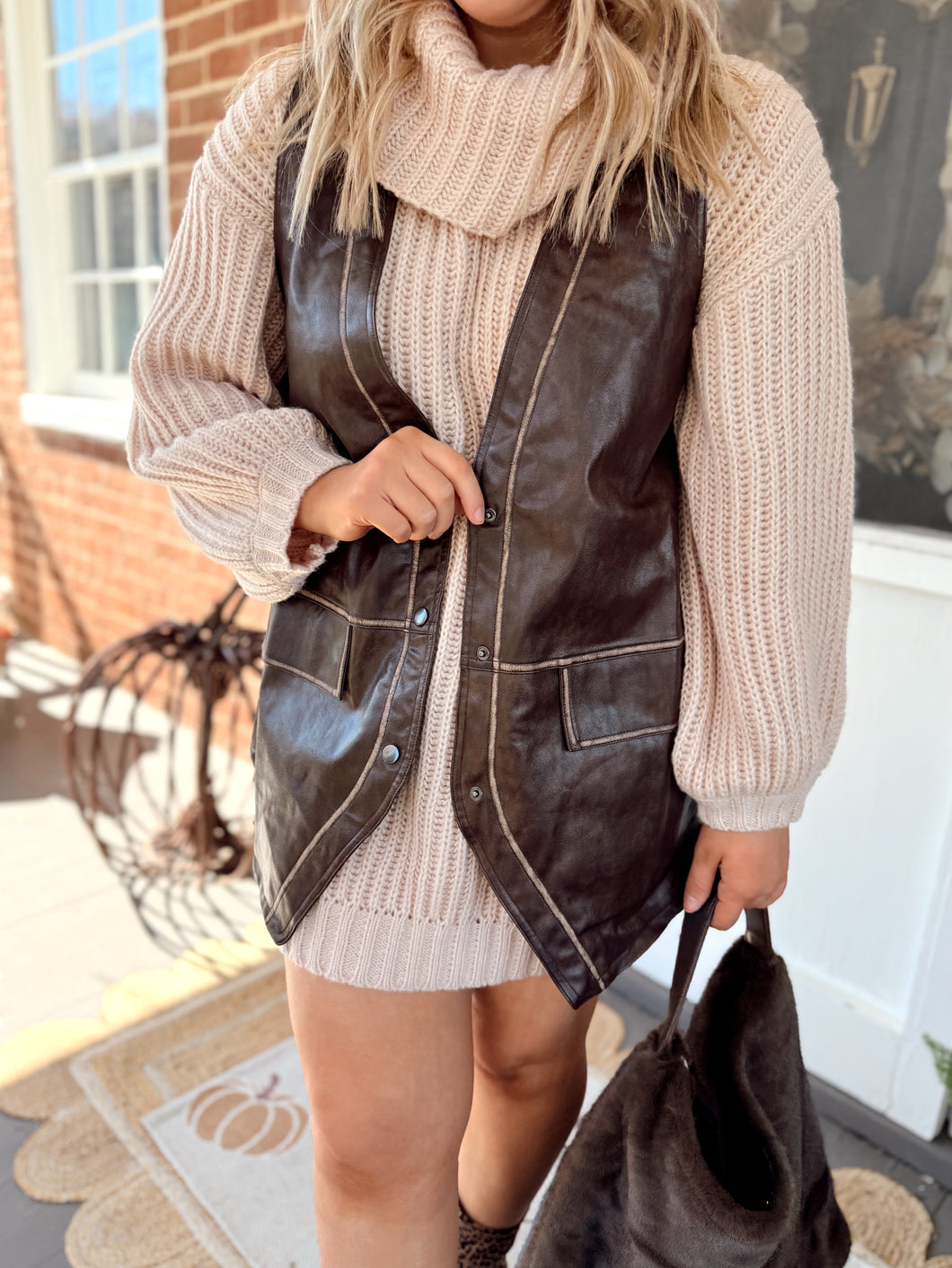 Knock on Wood Pleather Vest