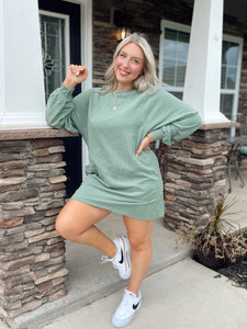 LA Girl Sweatshirt Dress - Green