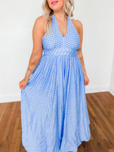 Load image into Gallery viewer, Dotty Darling Halter Dress | Blue