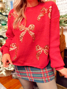 Gold Glistening Bow Sweater