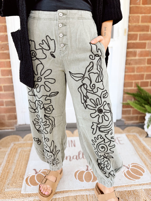POL Floral Image Pants