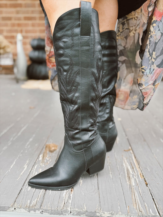 Samara Black Embroidered Boot