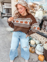 Load image into Gallery viewer, Jackie-O Lantern Sweater | Chocolate