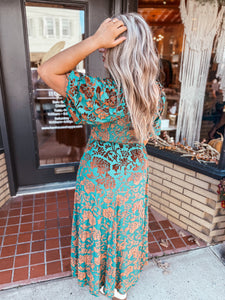 Anna Velvet Burnout Maxi | Emerald