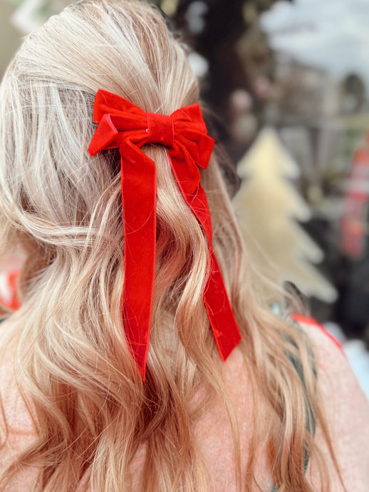 Soft Long Velvet Ribbon Bow