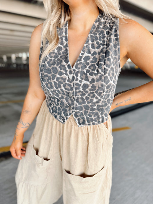 Chic Moves Animal Print Vest | Cream