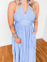 Load image into Gallery viewer, Dotty Darling Halter Dress | Blue