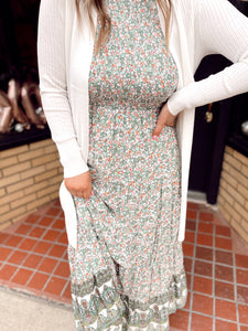 Headed south floral maxi in sage