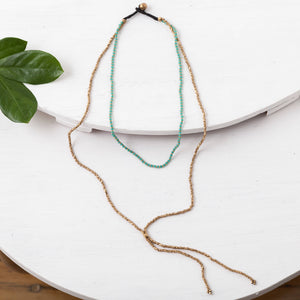 Rhiannon beaded lariat necklace in turquoise