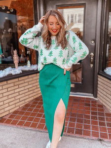 Pearls, Pines and Christmas Tree Farms sweater