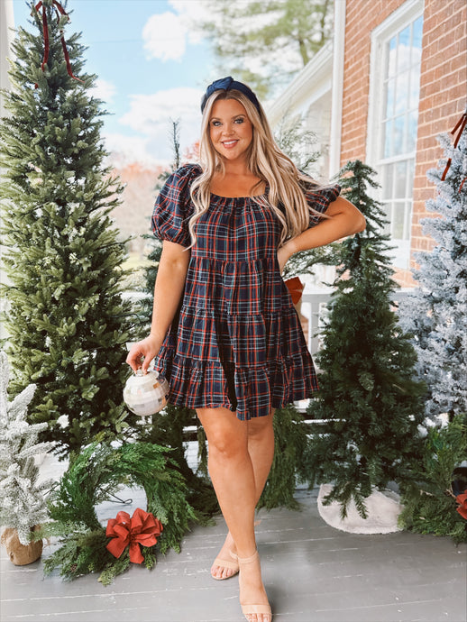 Bow On Top Plaid Dress