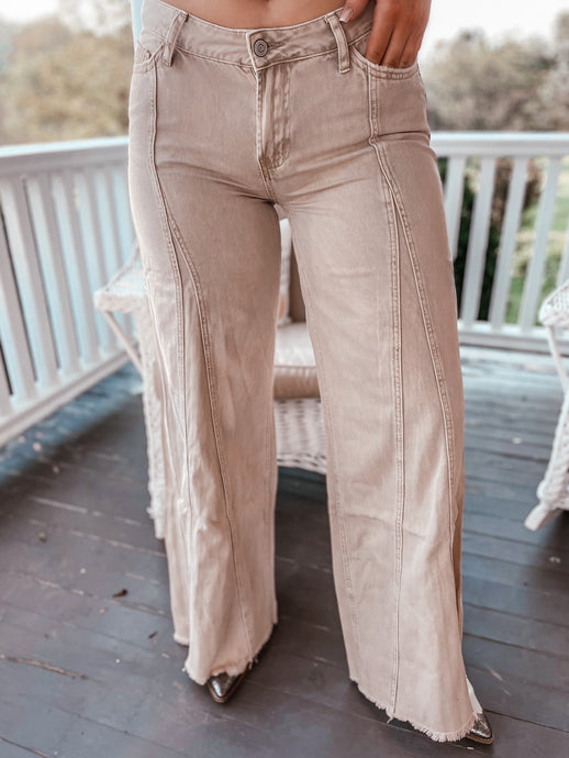 Mesmerize Wide Leg Cream Jean