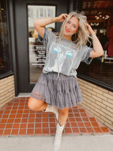 Load image into Gallery viewer, Boots and bows boyfriend tee in denim