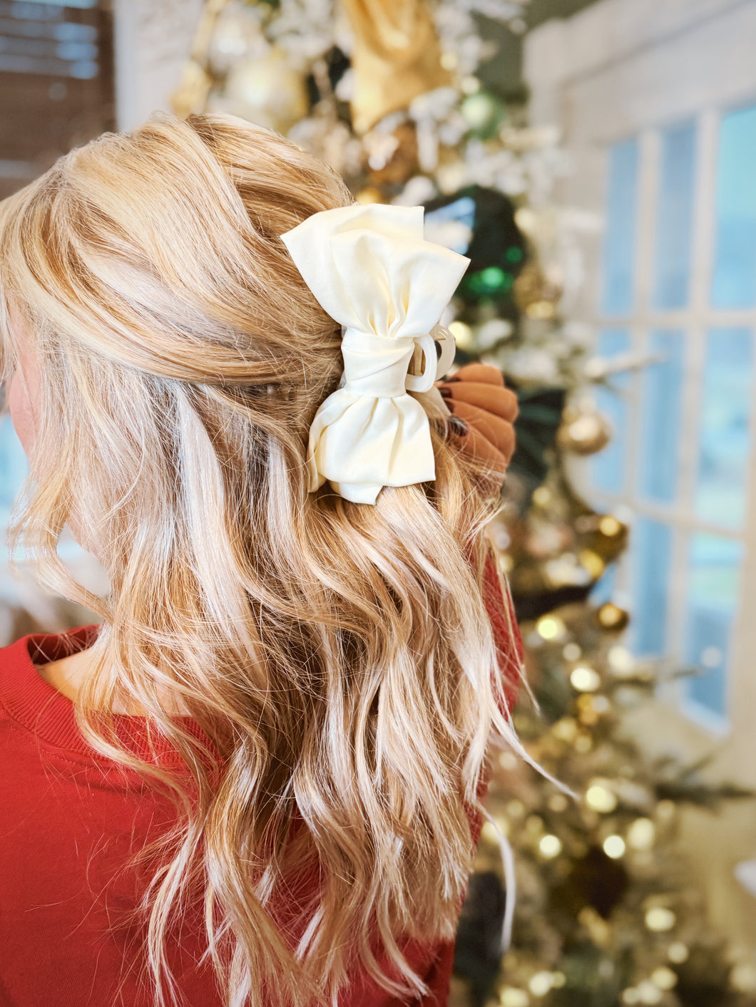 Satin Bow Claw Clip | Cream