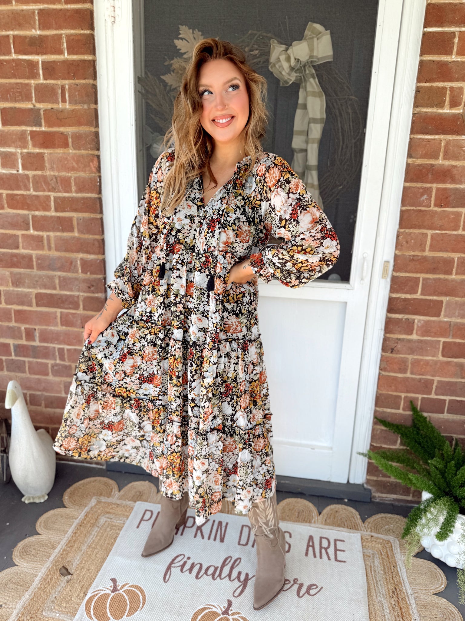 Romantic Rose Midi Dress Henhouse Shoppe Romantic Rose Midi Dress Henhouse Shoppe