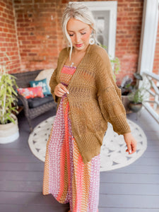 Full of Grace Knit Netted Cardigan - Bronze