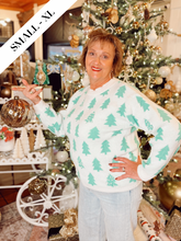 Load image into Gallery viewer, Pearls, Pines and Christmas Tree Farms sweater