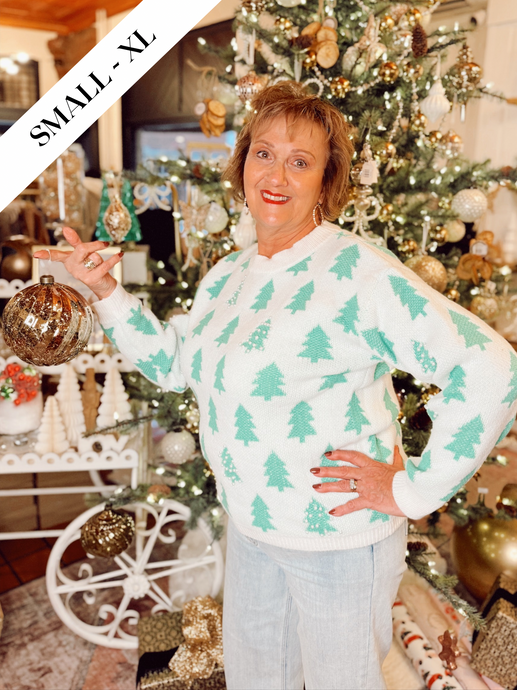 Pearls, Pines and Christmas Tree Farms sweater