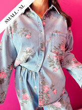 Load image into Gallery viewer, Tiptoe Through the Flowers Denim Top