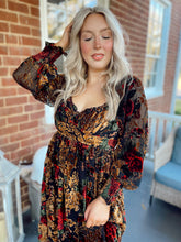 Load image into Gallery viewer, Enchanted Romance Velvet Floral Maxi - Black Rose