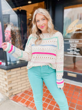 Load image into Gallery viewer, Spring is springing pointelle sweater