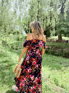 Give ‘em the cold shoulder Floral Dress