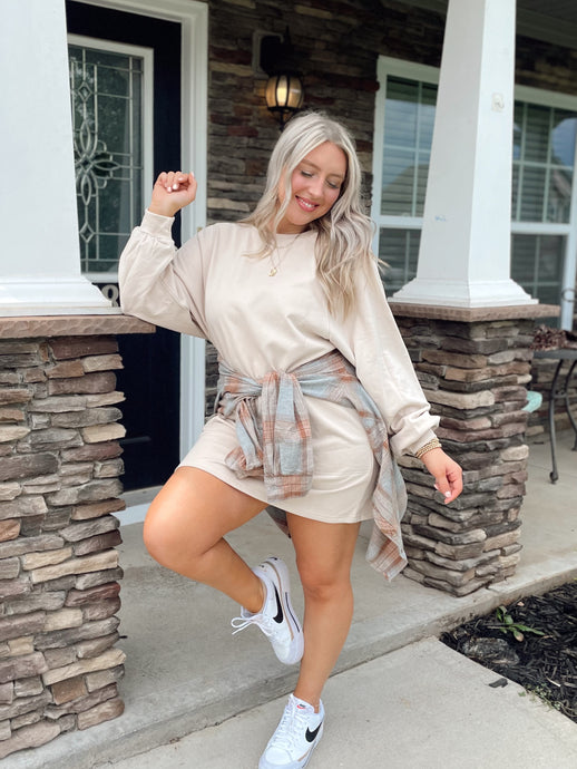 LA Girl Sweatshirt Dress - Cream