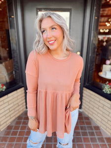 Preppy Girl Peplum | Dusty Coral