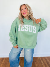 Load image into Gallery viewer, JESUS Mock Neck Sweatshirt | Sage