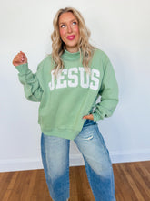 Load image into Gallery viewer, JESUS Mock Neck Sweatshirt | Sage