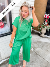Load image into Gallery viewer, Penelope Ribbed Set | Dolman Sleeve | Kelly Green
