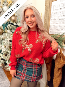 Gold Glistening Bow Sweater