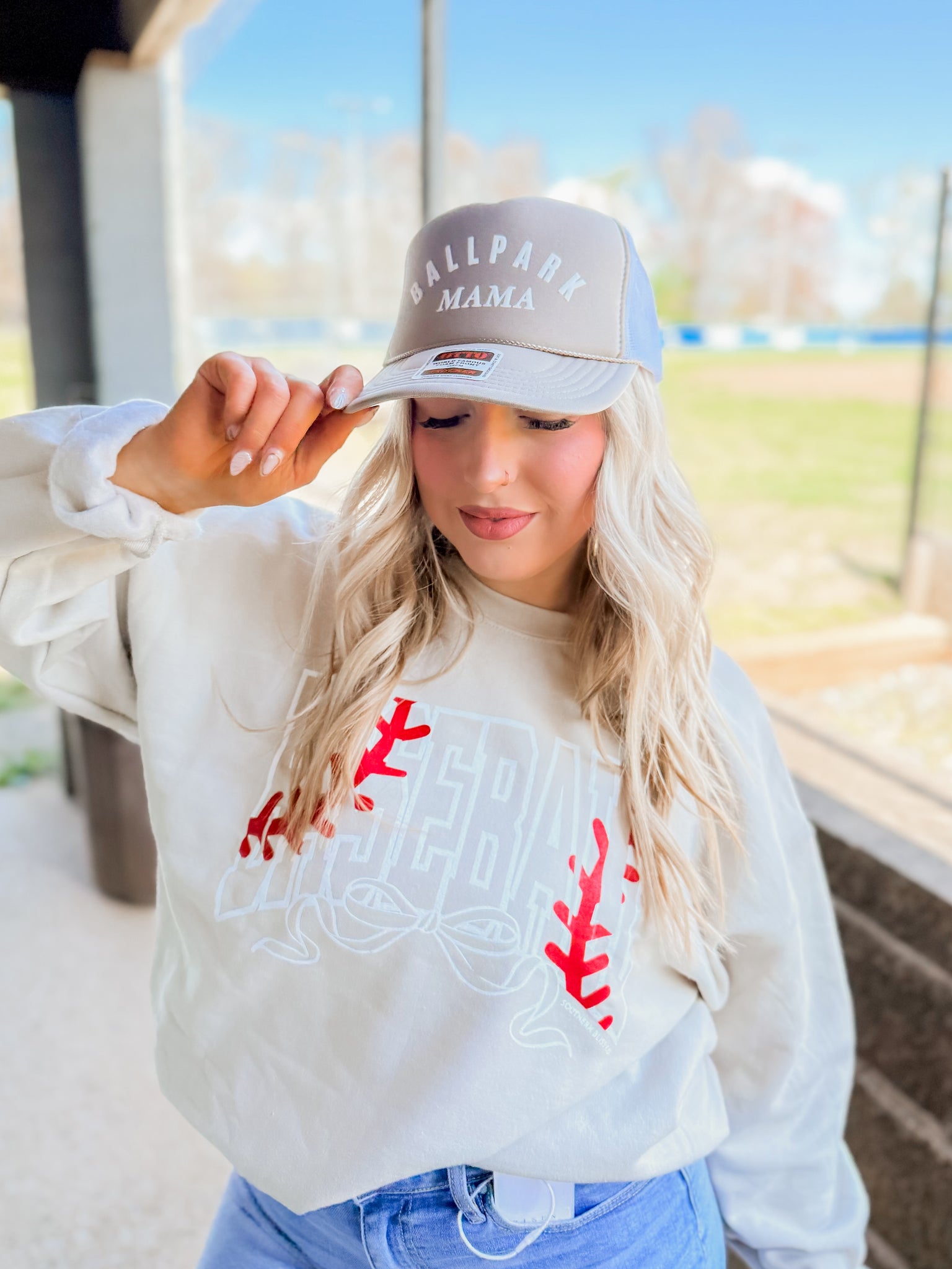 Ballpark Mama Trucker Hat – Henhouse Shoppe display picture 3