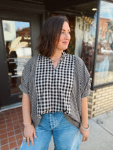 Load image into Gallery viewer, Girls Day Out Gingham Dolman Top | Black