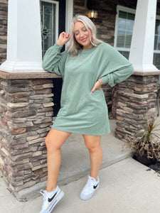 LA Girl Sweatshirt Dress - Green