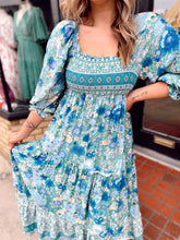 Load image into Gallery viewer, Blue bird Floral Midi