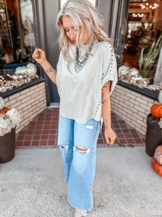 Miranda Suede Studded Dolman | Stone