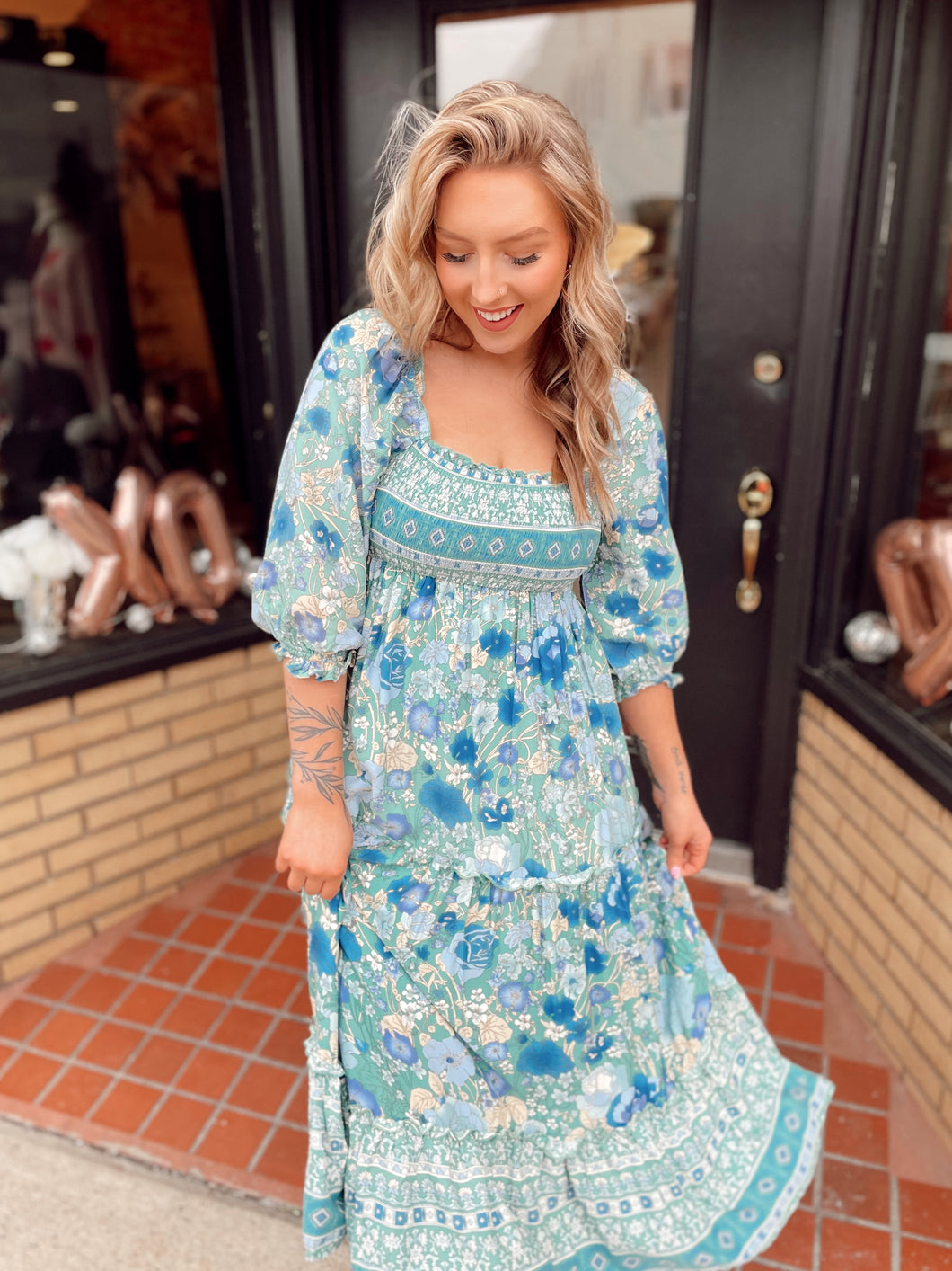 Blue bird Floral Midi