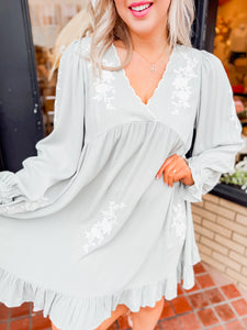 Already Gone Embroiderrd Tunic Dress | Sage