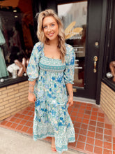 Load image into Gallery viewer, Blue bird Floral Midi