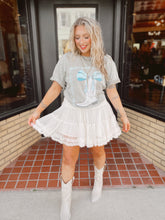 Load image into Gallery viewer, Boots and bows boyfriend tee in mocha
