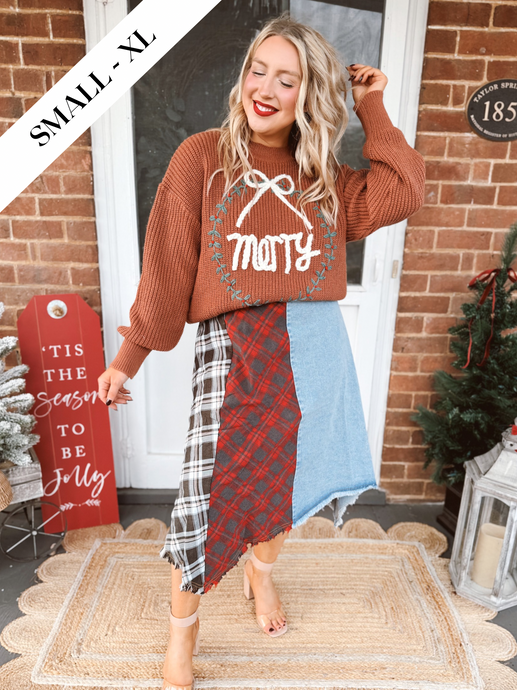 Merry Wreath Christmas Sweater | Brown
