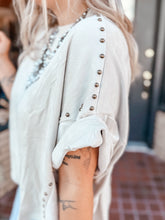 Load image into Gallery viewer, Miranda Suede Studded Dolman | Stone