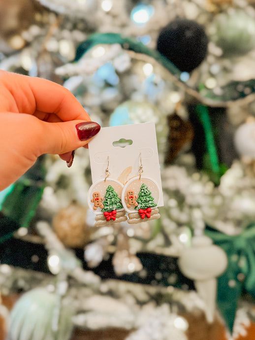 Clay Snow-globe Gingerbread Earring